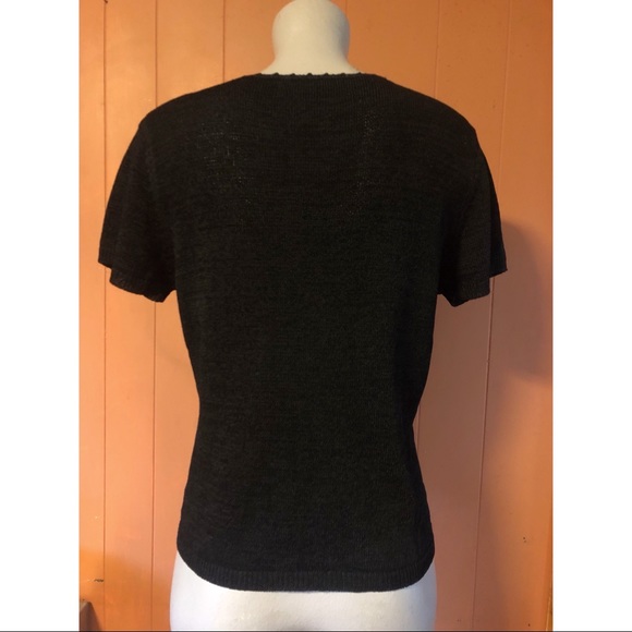 Josephine Chaus Black V-Neck Knit Top L - Picture 4 of 12